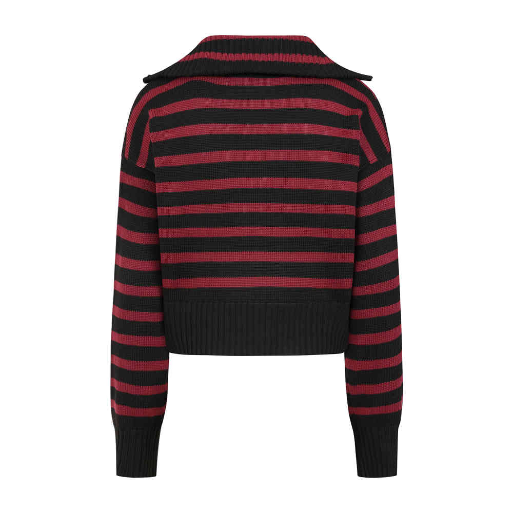 Banned - Zima Gebreide trui - Zwart/Bordeaux rood